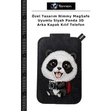 Terrien Özel Tasarım Nimmy Magsafe Uyumlu Siyah Panda 3D Arka Kapak Kılıf Telefon