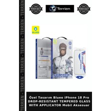 Terrien Özel Tasarım Blueo iPhone 18 Pro Drop-Resıstant Tempered Glass Wıth Applıcator Mobil Aksesuar