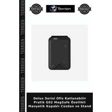Terrien Delux Serisi Ofis Katlanabilir Pratik G02 Magsafe Özellikli Manyetik Kapaklı Cüzdan ve Stand