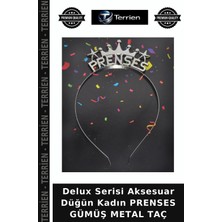 Terrien Delux Serisi Aksesuar Düğün Kadın Prenses Gümüş Metal Taç