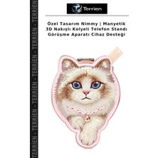 Terrien Özel Tasarım Nimmy | Manyetik 3D Nakışlı Kolyeli Telefon Standı Görüşme Aparatı Cihaz Desteği