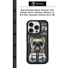 Terrien Özel Üretim Nakış Detaylı Stil Sahibi Akıllı Telefon iPhone 14 Pro Max Uyumlu Silikon Kılıf 3D