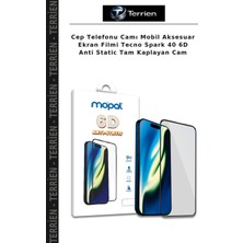 Terrien Cep Telefonu Camı Mobil Aksesuar Ekran Filmi Tecno Spark 40 6d Anti Static Tam Kaplayan Cam