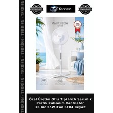 Terrien Özel Üretim Ofis Tipi Hızlı Serinlik Pratik Kullanım Vantilatör 16 Inc 55W Fan SF04 Beyaz