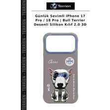 Terrien Günlük Sevimli iPhone 17 Pro / 18 Pro | Bull Terrier Desenli Silikon Kılıf 2.0 3D