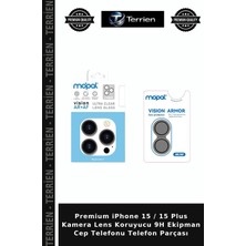 Terrien Premium iPhone 15 / 15 Plus Kamera Lens Koruyucu 9h Ekipman Cep Telefonu Telefon Parçası
