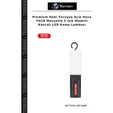 Terrien Premium Hobi Yürüyüş Açık Hava YH18 Manyetik 5 Işık Modelli Kancalı LED Kamp Lambası