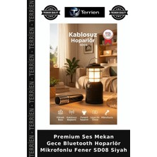 Terrien Premium Ses Mekan Gece Bluetooth Hoparlör Mikrofonlu Fener SD08 Siyah