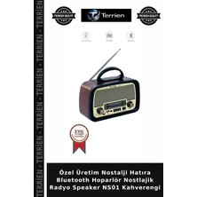 Terrien Özel Üretim Nostalji Hatıra Bluetooth Hoparlör Nostlajik Radyo Speaker NS01 Kahverengi