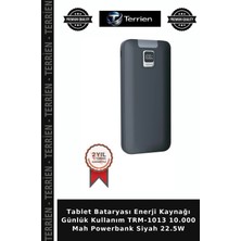 Terrien Tablet Bataryası Enerji Kaynağı Günlük Kullanım TRM-1013 10.000 Mah Powerbank Siyah 22.5W