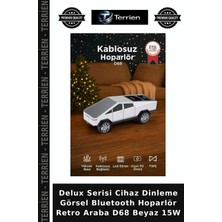 Terrien Delux Serisi Cihaz Dinleme Görsel Bluetooth Hoparlör Retro Araba D68 Beyaz 15W