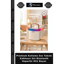 Terrien Premium Kutlama Ses Takımı Kablosuz Set Bluetooth Hoparlör D51 Beyaz