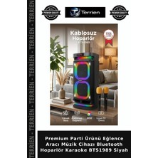 Terrien Premium Parti Ürünü Eğlence Aracı Müzik Cihazı Bluetooth Hoparlör Karaoke BTS1989 Siyah