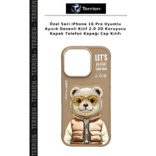 Terrien Özel Seri iPhone 16 Pro Uyumlu Ayıcık Desenli Kılıf 2.0 3D Koruyucu Kapak Telefon Kapağı Cep Kılıfı