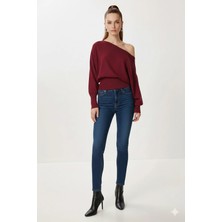 Fiolin Omuzu Açık Off Shoulder Triko Kazak