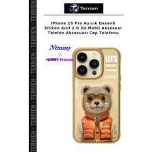 Terrien iPhone 15 Pro Ayıcık Desenli Silikon Kılıf 2.0 3D Mobil Aksesuar Telefon Aksesuarı Cep Telefonu