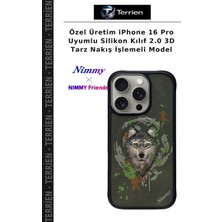 Terrien Özel Üretim iPhone 16 Pro Uyumlu Silikon Kılıf 2.0 3D Tarz Nakış Işlemeli Model