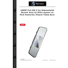 Terrien 1080P Full Hd 5 Inç Dokunmatik Ekranlı Araç Içi Dikiz Aynası ve Park Kamerası Ulaşım Takip Açısı