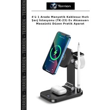 Terrien 4'ü 1 Arada Manyetik Kablosuz Hızlı Şarj Istasyonu (Tk-23) Ev Aksesuarı Masaüstü Düzen Pratik Aparat