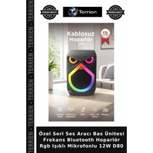Terrien Özel Seri Ses Aracı Bas Ünitesi Frekans Bluetooth Hoparlör Rgb Işıklı Mikrofonlu 12W D80