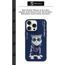 Terrien Özel Üretim iPhone 14 Pro Max Uyumlu Kedi Desenli Kılıf 3D Karakter Mükemmel Uyum Darbe Korumalı