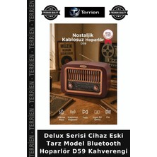 Terrien Delux Serisi Cihaz Eski Tarz Model Bluetooth Hoparlör D59 Kahverengi