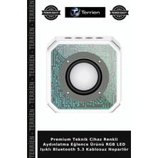 Terrien Premium Teknik Cihaz Renkli Aydınlatma Eğlence Ürünü Rgb LED Işıklı Bluetooth 5.3 Kablosuz Hoparlör