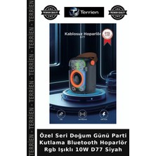 Terrien Özel Seri Doğum Günü Parti Kutlama Bluetooth Hoparlör Rgb Işıklı 10W D77 Siyah