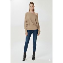 Fiolin Omuzu Açık Off Shoulder Triko Kazak