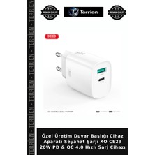 Terrien Özel Üretim Duvar Başlığı Cihaz Aparatı Seyahat Şarjı Xo CE29 20W Pd & Qc 4.0 Hızlı Şarj Cihazı