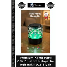 Terrien Premium Kamp Parti Ofis Bluetooth Hoparlör Rgb Işıklı D15 Siyah