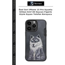 Terrien Özel Seri iPhone 15 Pro Uyumlu Silikon Kılıf 3D Hayvan Figürlü Giyim Eşyası Telefon Koruyucu