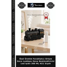 Terrien Özel Üretim Ferahlatıcı Ortam Gece Lambası Hava Nemlendiricisi LED Işıklı 300 ml H21 Siyah