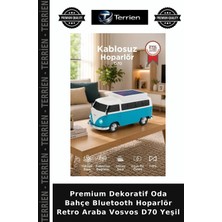 Terrien Premium Dekoratif Oda Bahçe Bluetooth Hoparlör Retro Araba Vosvos D70 Yeşil