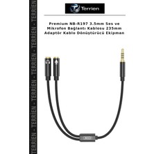 Terrien Premium NB-R197 3.5mm Ses ve Mikrofon Bağlantı Kablosu 235MM Adaptör Kablo Dönüştürücü Ekipman