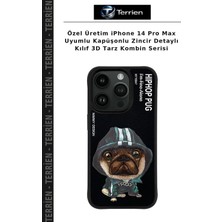 Terrien Özel Üretim iPhone 14 Pro Max Uyumlu Kapüşonlu Zincir Detaylı Kılıf 3D Tarz Kombin Serisi