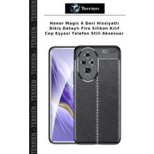 Terrien Honor Magic 6 Deri Hissiyatlı Dikiş Detaylı Firo Silikon Kılıf Cep Eşyasi Telefon Stili Aksesuar