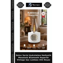 Terrien Delux Serisi Aydınlatma Hediyelik Masaüstü Bluetooth Hoparlör Vintage Gaz Lambası D53 Beyaz