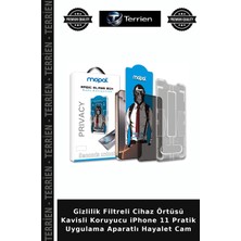 Terrien Gizlilik Filtreli Cihaz Örtüsü Kavisli Koruyucu iPhone 11 Pratik Uygulama Aparatlı Hayalet Cam
