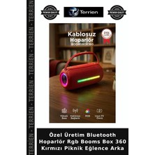 Terrien Özel Üretim Bluetooth Hoparlör Rgb Booms Box 360 Kırmızı Piknik Eğlence Arka