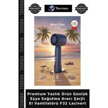 Terrien Premium Yazlık Ürün Günlük Eşya Soğutma Aracı Şarjlı El Vantilatörü F32 Lacivert