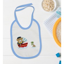 BK Gift Bk Kids Sevimli Kaptan Tasarımlı Mavi Bebek Mama Önlüğü-2