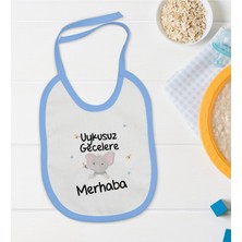 BK Gift Bk Kids Uykusuz Gecelere Merhaba Tasarımlı Mavi Bebek Mama Önlüğü