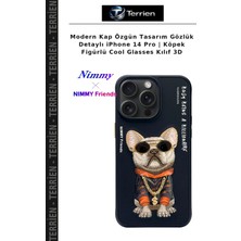 Terrien Modern Kap Özgün Tasarım Gözlük Detaylı iPhone 14 Pro | Köpek Figürlü Cool Glasses Kılıf 3D
