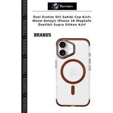 Terrien Özel Üretim Stil Sahibi Cep Kılıfı Metal Detaylı iPhone 16 Magsafe Özellikli Supra Silikon Kılıf