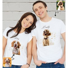 Bk Gift Kişiye Özel Iki Evcil Hayvan Tasarımlı Beyaz Tişört-7, Sevgiliye Hediye, Arkadaşa Hediye, Trend T-Shirt