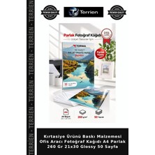 Terrien Kırtasiye Ürünü Baskı Malzemesi Ofis Aracı Fotoğraf Kağıdı A4 Parlak 260 gr 21X30 Glossy 50 Sayfa