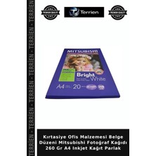 Terrien Kırtasiye Ofis Malzemesi Belge Düzeni Mitsubishi Fotoğraf Kağıdı 260 gr A4 Inkjet Kağıt Parlak