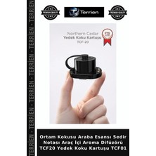 Terrien Ortam Kokusu Araba Esansı Sedir Notası Araç Içi Aroma Difüzörü TCF20 Yedek Koku Kartuşu TCF01