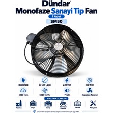 Dündar 50CM Monafaze Sanayi Tip Aksiyal Fan Aspiratörü Kapaksız SM50/DTM500 220 Volt 215 Watt / 1300 Dk Devir / 6900 M3 Saat